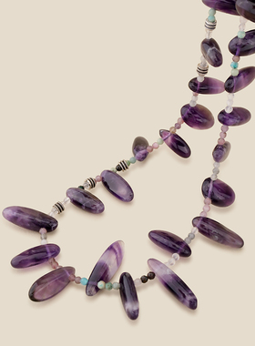 Fanciegarden 静谧紫水晶花瓣原石手工项链