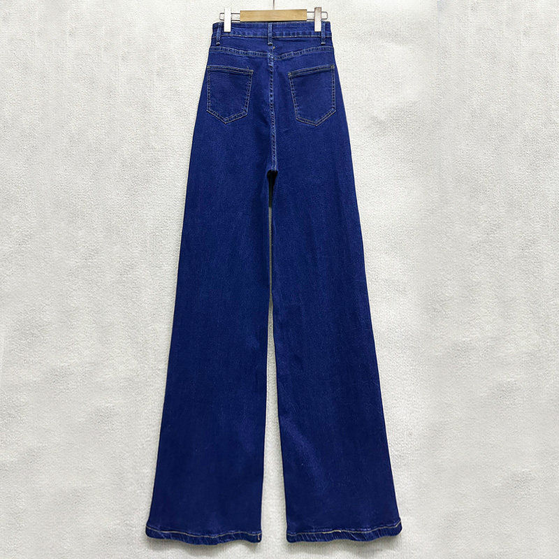 新款175高个子女装时尚宽松长袖牛仔上衣+高腰阔腿牛仔裤两件套 - 图3