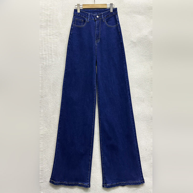 新款175高个子女装时尚宽松长袖牛仔上衣+高腰阔腿牛仔裤两件套 - 图2