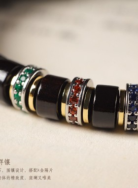 进口三生三世 小叶紫檀直切药片珠手串黑檀文玩佛珠男女同款气质