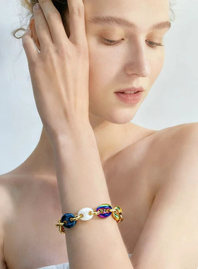 幻彩渐变猪鼻子手链ins个性手链