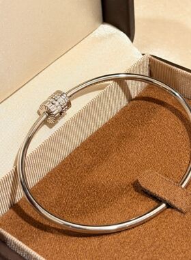 S925纯银 四排齿轮路路通手镯轻奢百搭精致弹簧简约