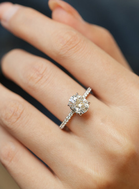 1~3克拉鸽子蛋莫桑钻戒指 S925银镀金+莫桑钻 经典款时尚简约戒指