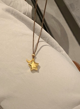 重生小元宝Paula时序古法鎏金立体实心星星女毛衣链项链礼物Y003