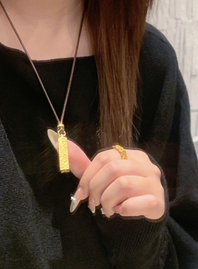 重生小元宝Paula碎碎冰四方来财实心小方砖吊坠毛衣女项链Y030