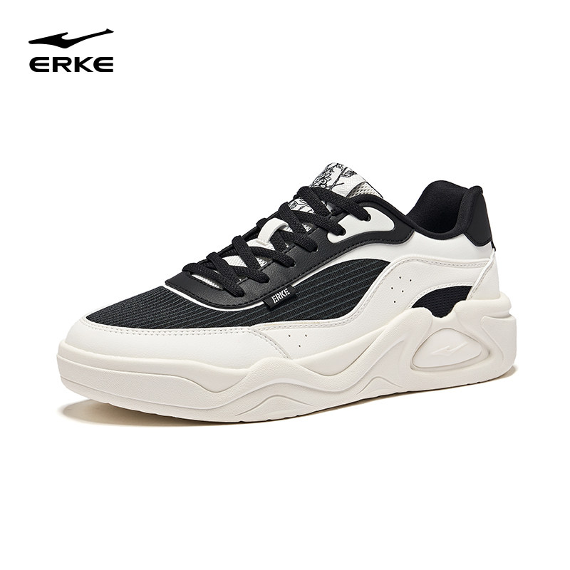 鸿星尔克男子滑板鞋百搭轻便防滑防水秋冬革面运动休闲鞋黑色男鞋,淘宝优惠券,粉丝福利购,淘宝优惠卷