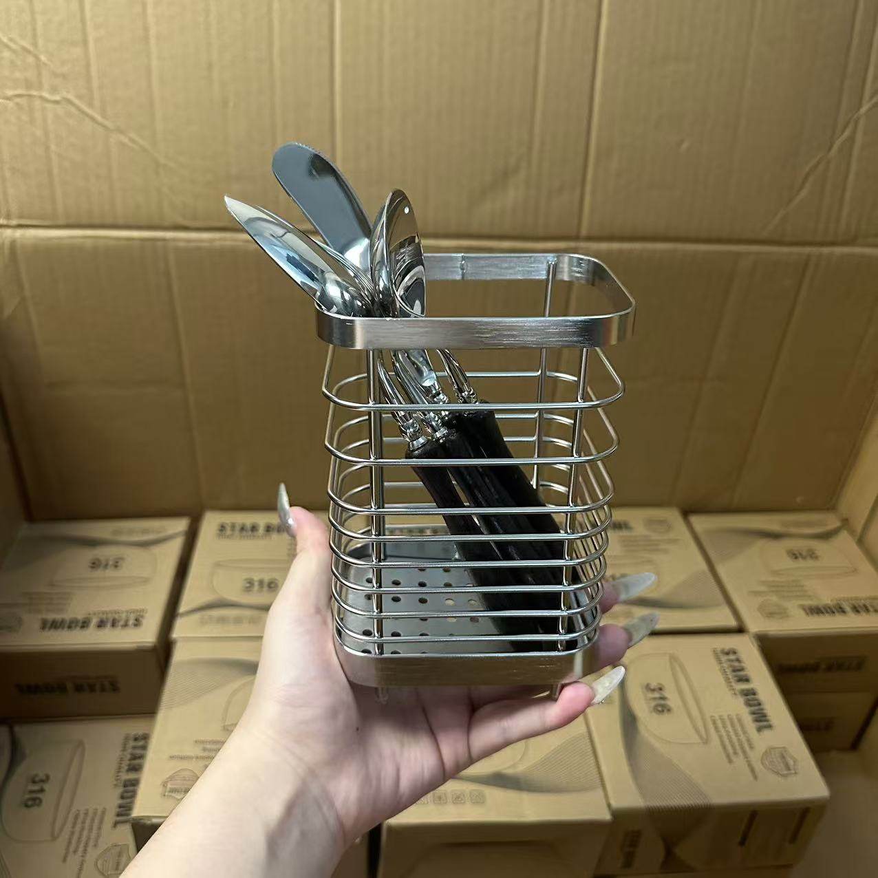 颜一好物 304不锈钢加厚筷子筒筷笼筷子餐具收纳沥水架可挂墙,淘宝优惠券,粉丝福利购,淘宝优惠卷