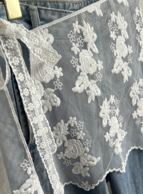 蕾丝花边叠穿网纱屁帘裙帘纱裙