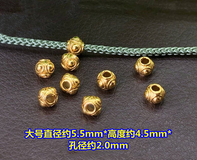 S925纯银镀双层金隔珠圆珠古法金编织手绳串项链DIY配件银饰品 - 图0