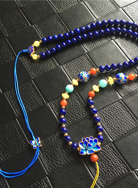 原矿青金石项链搭配南红蜜蜡