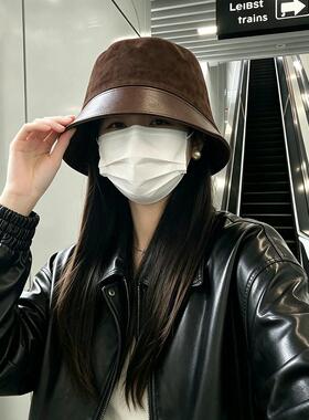 麂皮绒女款渔夫帽大头围显小脸