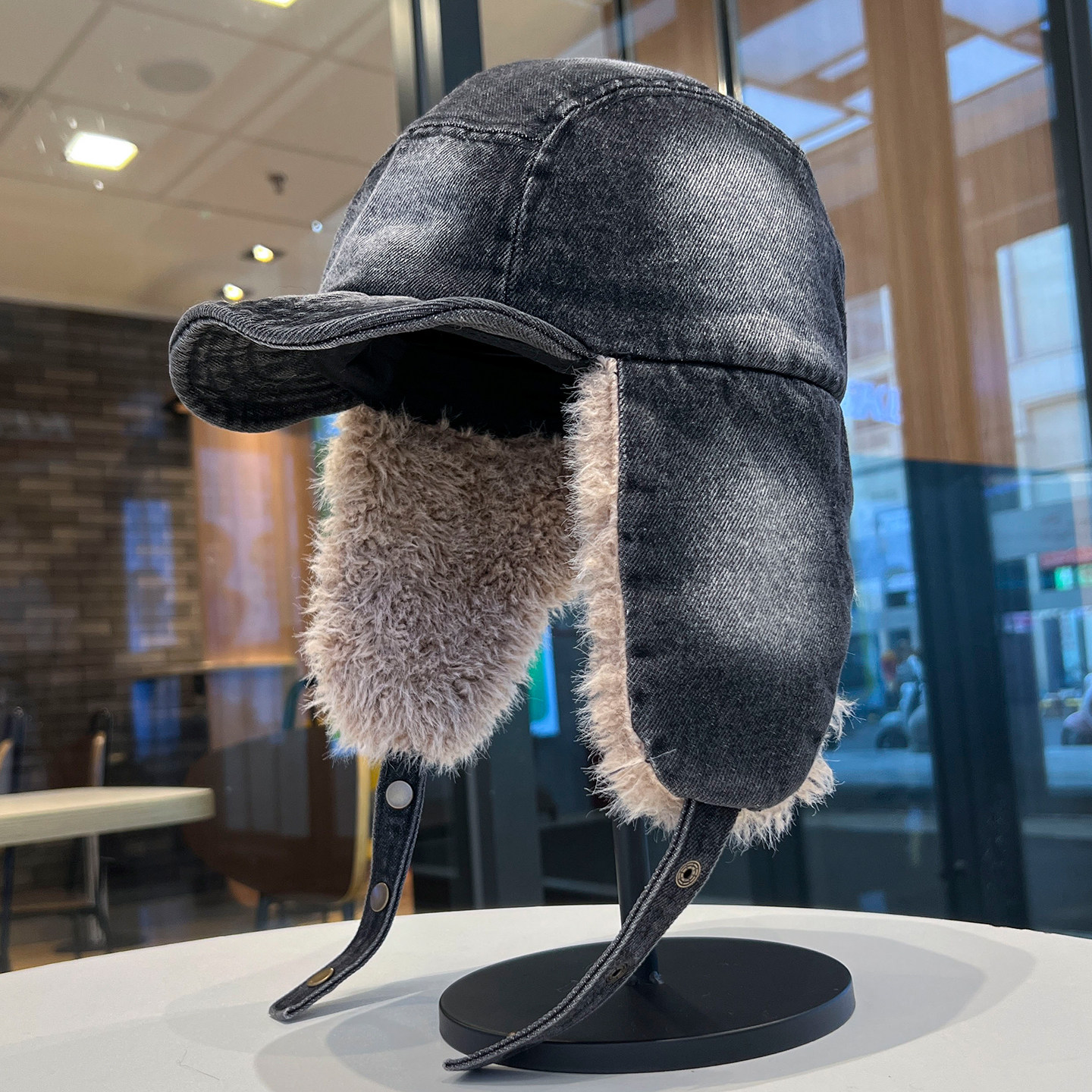 日系水洗做旧牛仔雷锋帽女2025新款冬季加绒复古加厚护耳飞行帽子,淘宝优惠券,粉丝福利购,淘宝优惠卷