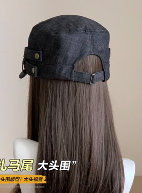 韩系复古黑色牛仔马术帽女款百搭