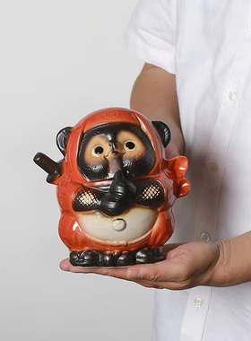 信乐烧吉祥物陶瓷可爱狸猫摆件