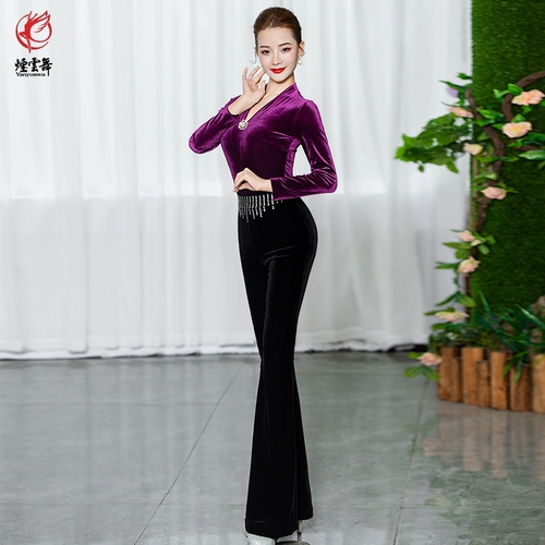 烟云舞 Бархатный комплект, манекен головы, элегантная спортивная одежда, V-образный вырез