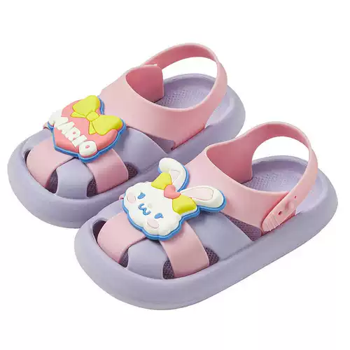 Детские летние босоножки, детская сумка, тапочки в стиле Crocs, мюли для раннего возраста, детская пляжная обувь, закрытый носок, 6 лет