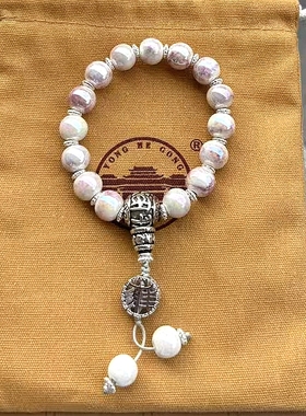 北京芋泥波波瓷珠手串雍字琉璃金箔潘家园景区女多彩瓷珠手链饰品