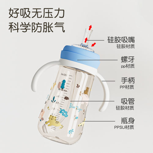 布奇BOOKY大师系列 宽口径一瓶三用PPSU奶瓶鸭嘴吸管杯240/300ML - 图0