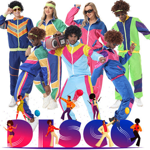 万圣节Disco70年代复古迪斯科服装酒吧嬉皮士cos舞蹈演出服运动服 - 图3