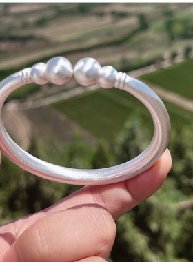 民族风女999足银实心葫芦头