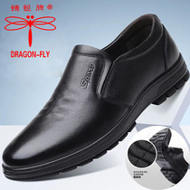 Dragonfly Truffle Men Shoes Genuine Leather Casual Soft Bottom Business Autumn Winter Set Foot Bull Leather Plus Suede Big Code Mens Leather Shoes Dad Shoes