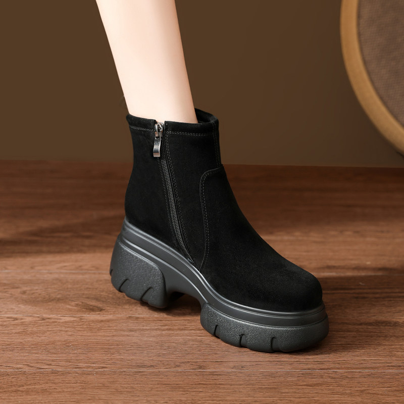 8.5cm真皮厚底英伦风马丁靴女秋冬新款小个子增高时尚百搭短靴子,淘宝优惠券,粉丝福利购,淘宝优惠卷