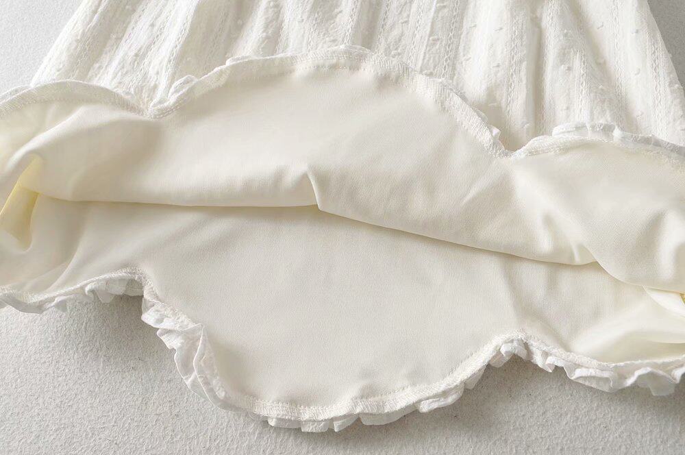 纯欲吊带裙法式气质木耳边花朵底摆立体浮花设计仙女连衣裙短裙女 建哥好品购 免费商品