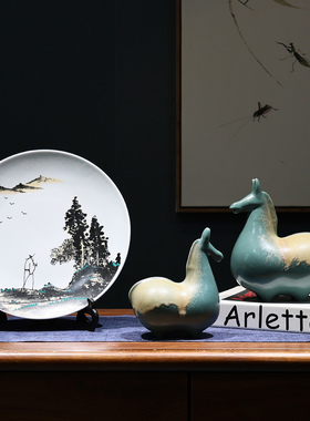 景德镇中式风国画家居客厅工艺品