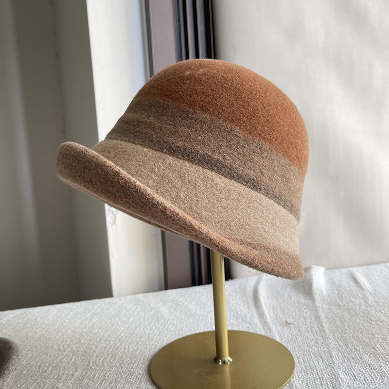 帽子女秋冬羊毛呢拼色卷边渔夫帽时尚百搭可折叠礼帽复古保暖盆帽,淘宝优惠券,粉丝福利购,淘宝优惠卷