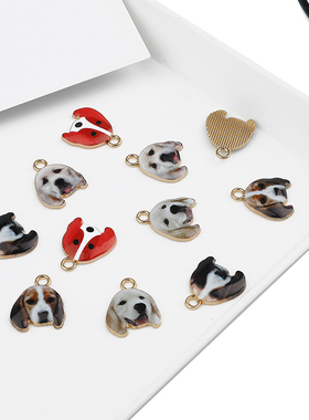 4个合金滴油狗头款DIY耳环耳饰品