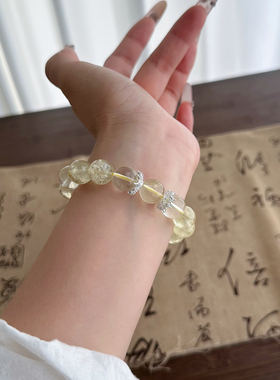 天然巴西柠檬黄手链女黄水晶