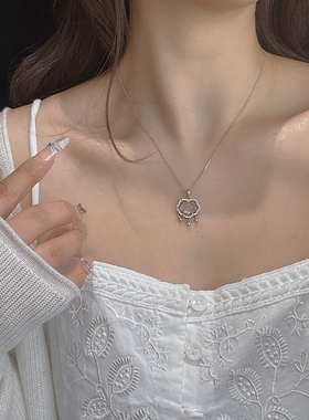 平安锁项链女轻奢小众镂空锁锁骨