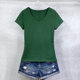 Pure cotton short-sleeved T-shirt for women V-neck solid color half-sleeved base shirt