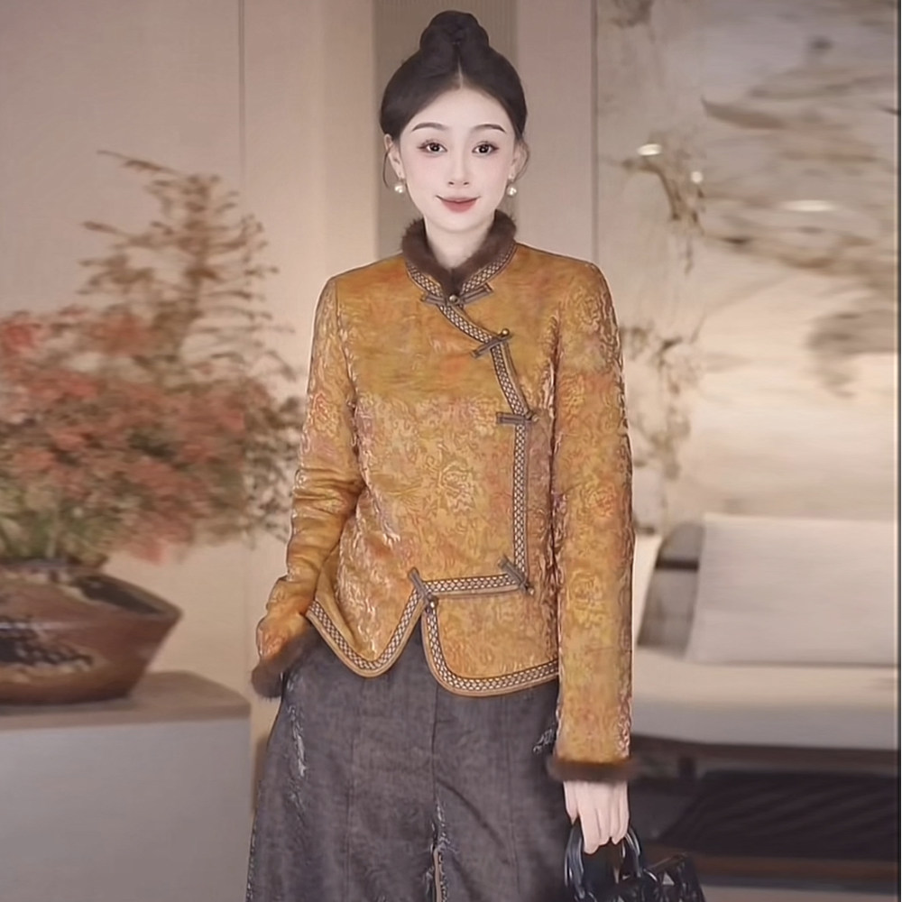 新中式国风棉衣外套女套装气质百搭显瘦加绒加厚九分阔腿裤两件套,淘宝优惠券,粉丝福利购,淘宝优惠卷