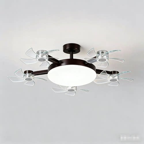 新款五头一体吊扇灯e27螺口吊扇灯家用卧室静音大风力遥控风扇灯 - 图1