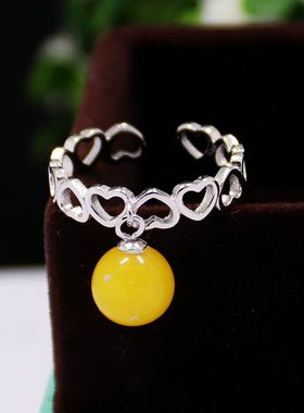 diy爱心蜜蜡珍珠镶嵌戒指空托