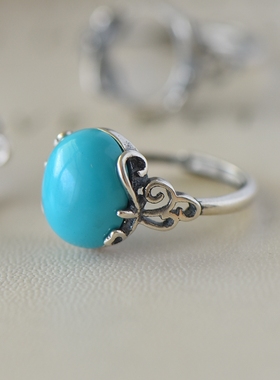 男女款S925纯银玉石镶嵌戒指空托