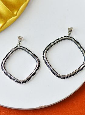 DIY吊坠空托圆角方形松石2024