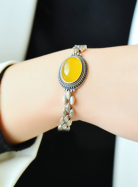 祈禧S925纯银复古泰银手链空托