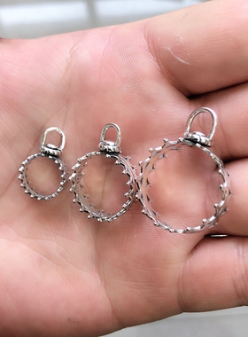 男女款S925纯银无损镶嵌吊坠空托