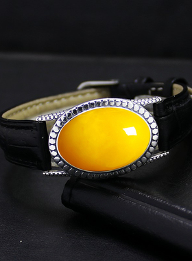 DIYs925空托松石镶嵌纯银手镯