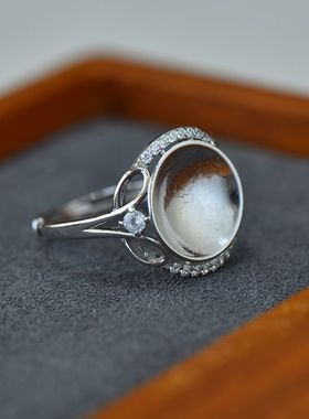 女款S925纯银奢华馒头珠戒指空托