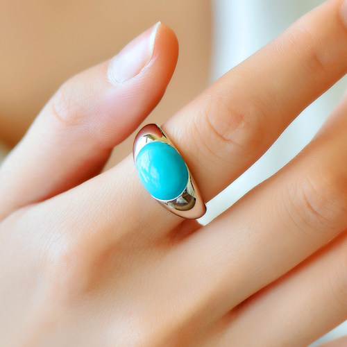 S925纯银戒指空托时尚男女款DIY蜜蜡松石琥珀玉石镶嵌10*12 8*10 - 图1