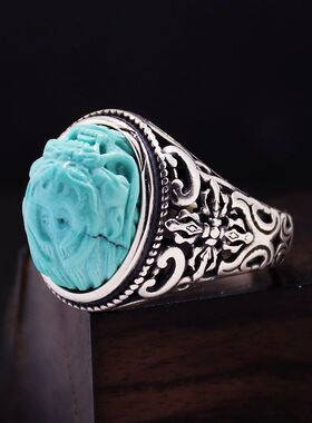 纯银戒指十字架封底镂空蜜蜡S925