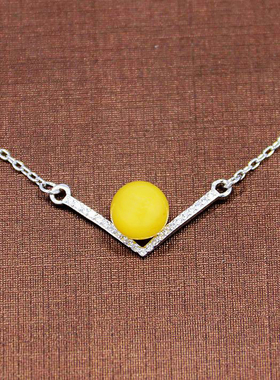 diy纯银珍珠蜜蜡琥珀镶嵌吊坠