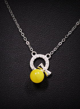 diy蓝珀珍珠蜜蜡镶嵌吊坠空托