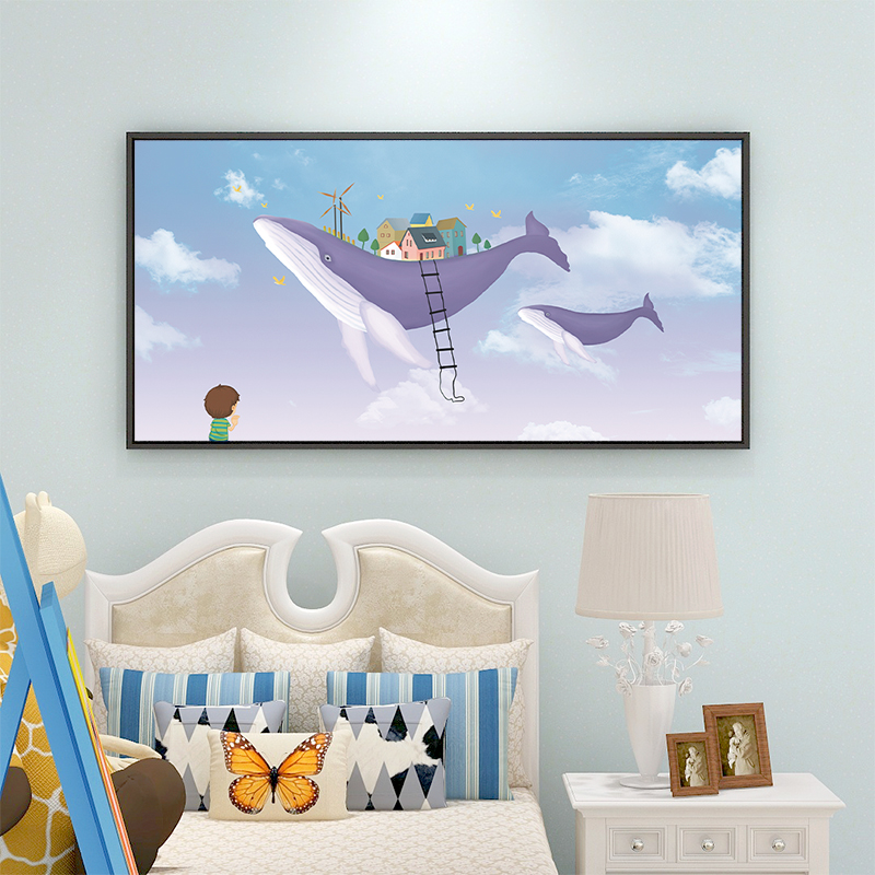 百特好儿童房蓝鲸装饰画男孩房间鲸鱼挂画现代客厅沙发背景墙壁画