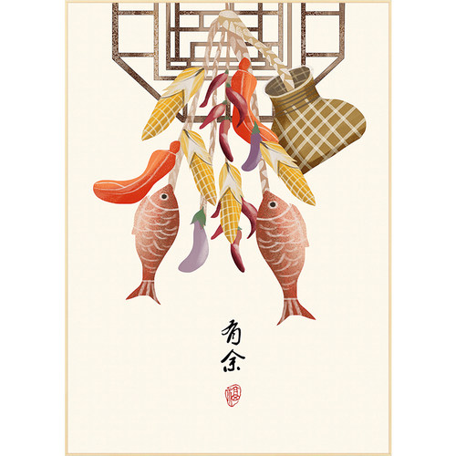 百特好 新中式风格餐厅装饰画食物饭厅厨房挂画饭店背景墙面壁画 - 图0