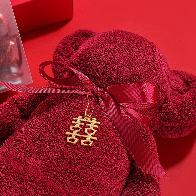 伴娘礼物酒红色毛巾小熊结婚毛巾回礼订婚宴创意小礼品伴手礼单品,淘宝优惠券,粉丝福利购,淘宝优惠卷