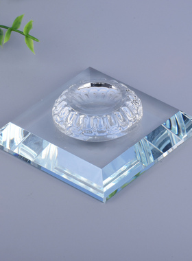 轻奢人造水晶方形玻璃球座摆件